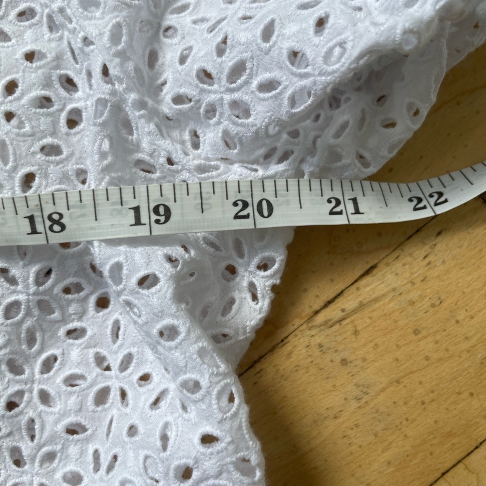 J. Crew V-Back Puff-Sleeve Eyelet Top - White - Size 14 Womens EUC - Picture 14 of 15
